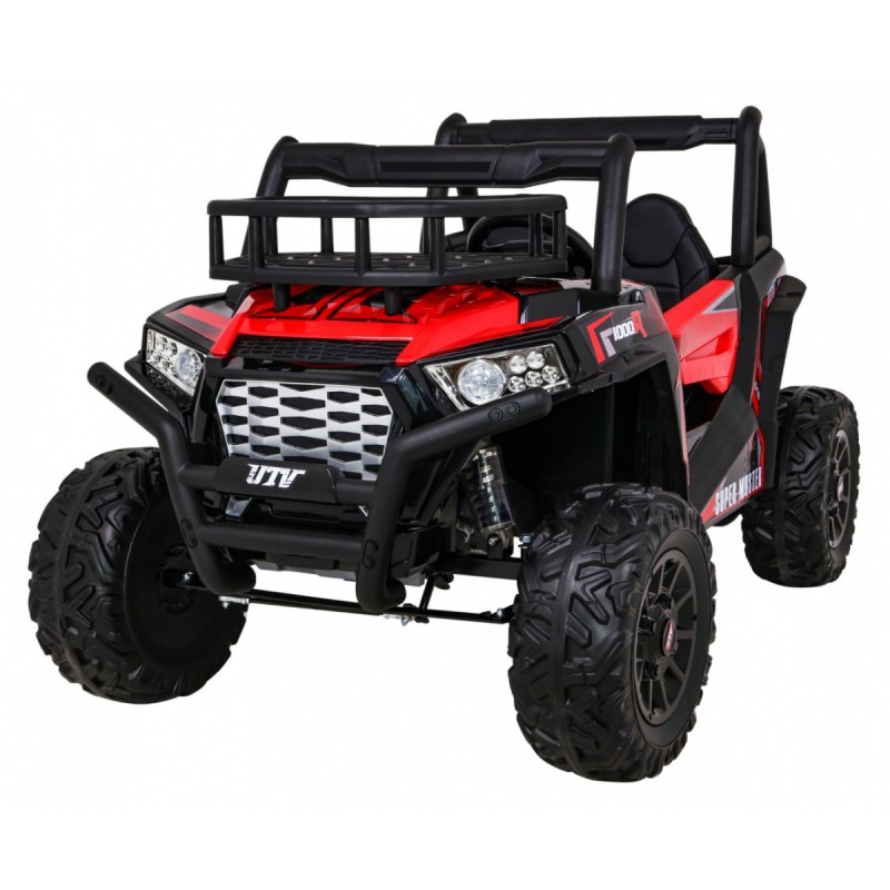 Buggy UTV Terenówka dla dzieci Czerwony + Pilot + Bagażnik + Wolny Start + EVA + MP3 LED